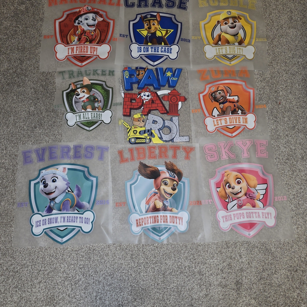 9 PAW PATROL DTF Transfers